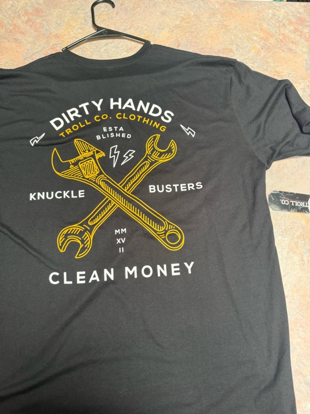 Dirty Hands Clean Money Graphic Tee - Black with Yellow Print